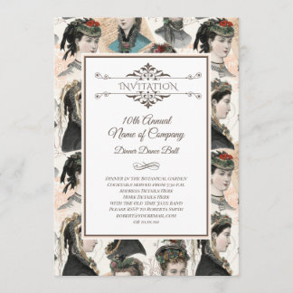 Invitación Vintage Fashion Ball Retro Fashion Show