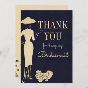 Invitación Vintage Fashion Gracias Bridesmaid Card