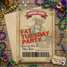 Vintage Fat Tuesday Party Ticket | Mardi Gras
