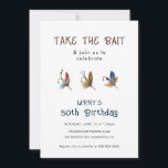 Invitación Vintage Fiesta de cumpleaños de los anzuelos de pe<br><div class="desc">¡Celebren una vida de atrapar recuerdos! Invite a sus amigos y familiares a unirse a ellos para una divertida celebración de 50 años con esta invitación de inspiración vintage que incluye ilustracion acuarela de anzuelos de pesca antiguos. Perfecto para una reunión informal al aire libre".</div>