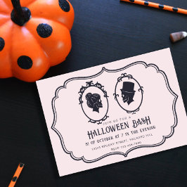 Invitación Vintage fiesta de Halloween con el cráneo del marc