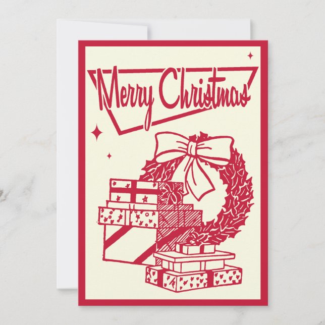 Invitación Vintage fiesta de Navidad (Anverso)