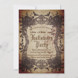 Invitación Vintage fiesta gótica de Halloween