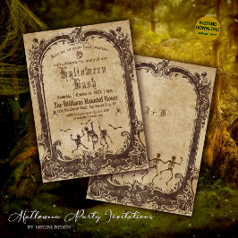 Invitación Vintage fiesta gótica de Halloween en Victoria