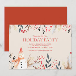 Invitación Vintage fiesta navideña de Navidades de Snowman