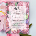 Invitación Vintage Floral 40th Birthday Party Invitation<br><div class="desc">Elegante invitación a la fiesta de cumpleaños 40 de Vintage con "40 & Fabulous" en un guión elegante y peonías acuarelas (rosas de peones).</div>