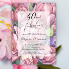 Invitación Vintage Floral 40th Birthday Party Invitation