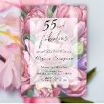 Invitación Vintage Floral 55th Birthday Party Invitation<br><div class="desc">Elegante invitación a la fiesta de cumpleaños 55 de Vintage con "55 & Fabulous" en un guión elegante y peonías acuarelas (rosas de peones).</div>