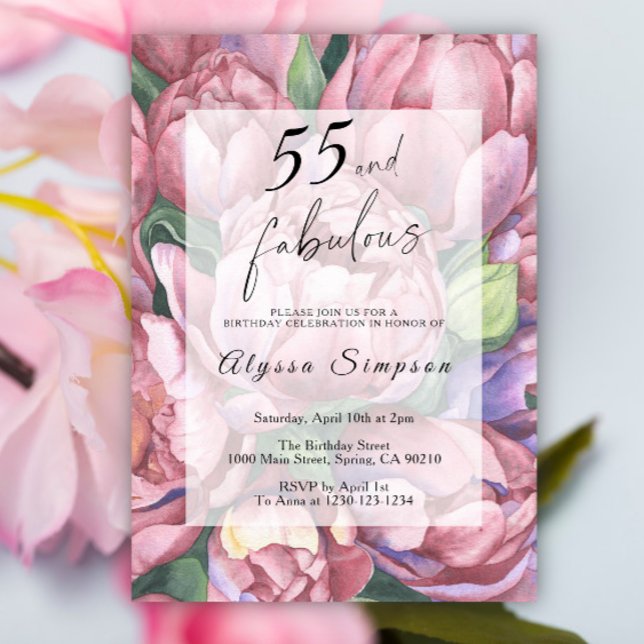 Invitación Vintage Floral 55th Birthday Party Invitation (Subido por el creador)
