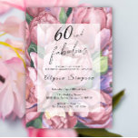 Invitación Vintage Floral 60th Birthday Party Invitation<br><div class="desc">Elegante invitación a la fiesta de cumpleaños 60 de Vintage con "60 & Fabulous" en un guión elegante y peonías acuarelas (rosas peones).</div>