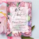 Invitación Vintage Floral 65th Birthday Party Invitation<br><div class="desc">Elegante invitación a la fiesta de cumpleaños 65 de Vintage con "65 & Fabulous" en un guión elegante y peonías acuarelas (rosas peones).</div>