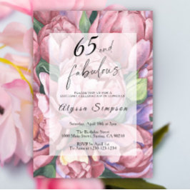 Invitación Vintage Floral 65th Birthday Party Invitation