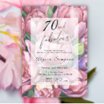 Invitación Vintage Floral 70th Birthday Party Invitation<br><div class="desc">Elegante invitación a la fiesta de cumpleaños 70 de Vintage con "70 & Fabulous" en un guión elegante y peonías acuarelas (rosas de peones).</div>