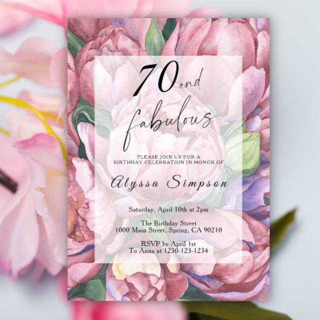 Invitación Vintage Floral 70th Birthday Party Invitation (Subido por el creador)