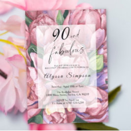 Invitación Vintage Floral 90th Birthday Party Invitation