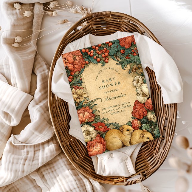 Invitación Vintage Floral Baby Animals Baby Shower (Subido por el creador)