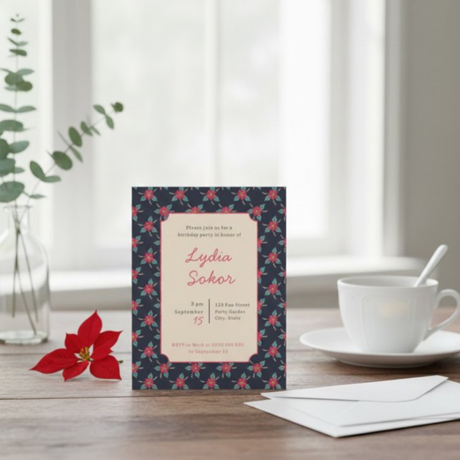 Invitación Vintage Floral Birthday Party Invitation  (Subido por el creador)