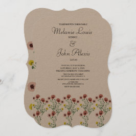 Invitación Vintage Floral Botánica Borrada Boda Arte
