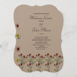Invitación Vintage Floral Botánica Borrada Boda Arte