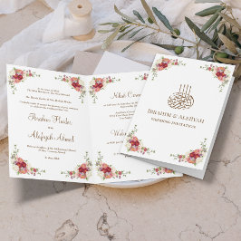 Invitación Vintage Floral Bouquet Border Islamic Wedding