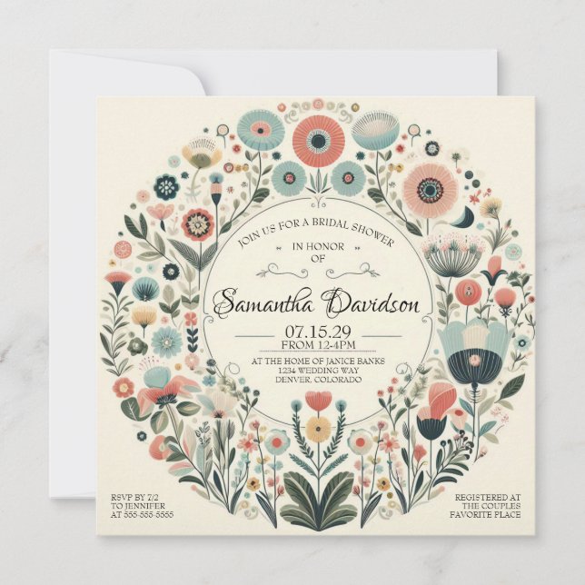 Invitación Vintage Floral Bridal Shower (Anverso)