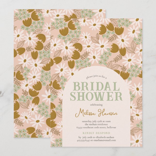 Invitación Vintage Floral Bridal Shower (Anverso / Reverso)