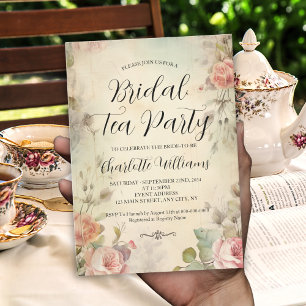Invitación Vintage Floral Bridal Tea Fiesta Ducha