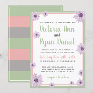 Invitación Vintage Floral Daisies Lavender Rubor Sage Boda