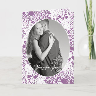Invitación Vintage Floral Damask Wedding Bi-plied Foto