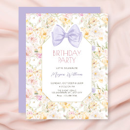 Invitación Vintage floral de cumpleaños