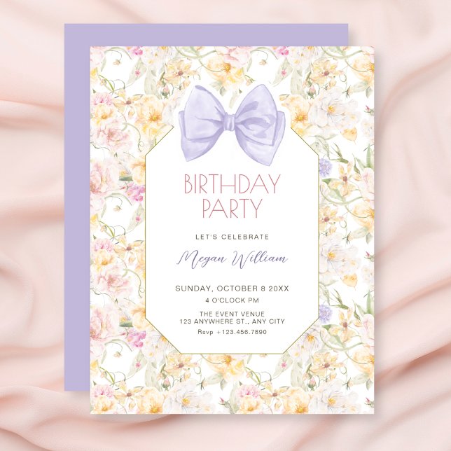 Invitación Vintage floral de cumpleaños (Subido por el creador)