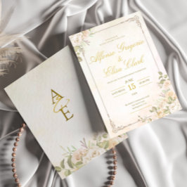 Invitación Vintage Floral Elegant Watercolor Boho Wedding