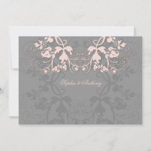 Invitación Vintage Floral Flourish Baby Invite a la Boda Rosa