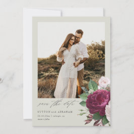 Invitación Vintage floral foto boda ahorrando la fecha