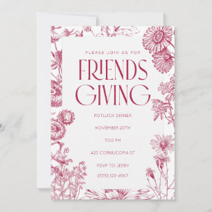 Invitación Vintage Floral Friendsgiving