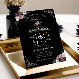 Invitación Vintage Floral Gothic Mobile Spooky Baby Shower