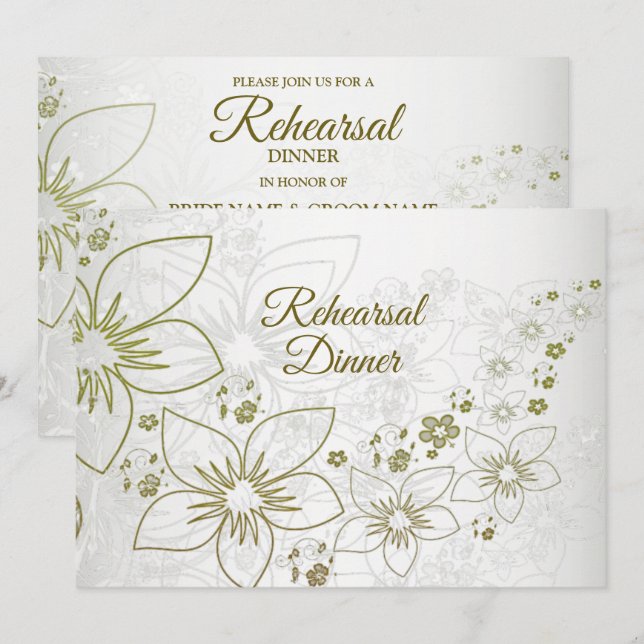 Invitación Vintage Floral Greenery Rehearsal Dinner Party (Anverso / Reverso)