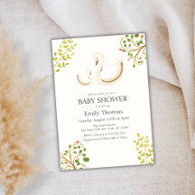 Vintage Floral Greenery Swan Baby Shower