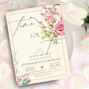 Invitación Vintage Floral High Tea Fiesta Bridal Shower