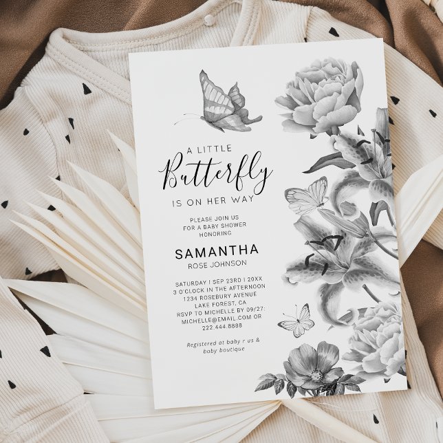 Invitación Vintage Floral Little Butterfly Baby Shower (Subido por el creador)