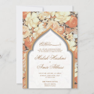 Invitación Vintage Floral & Mezquita Boda musulmán islámico