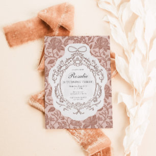 Invitación Vintage Floral Preppy Birday