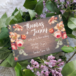 Invitación Vintage Floral Rustic Farm Barn Boda