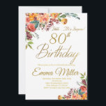 Invitación Vintage Floral Surprise 80th Birthday Party<br><div class="desc">Vintage Floral y Gold Surprise 80th Birthday Invitation, Invitación de Cumpleaños de las Mujeres, Floral Vintage y Oro, Invitación sorpresa. Este diseño presenta un estilo floral de color bonito. Haga clic en el botón personalizar para obtener más flexibilidad a la hora de modificar el texto o mover los gráficos. Póngase...</div>