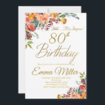 Invitación Vintage Floral Surprise 80th Birthday Party<br><div class="desc">Vintage Floral y Gold Surprise 80th Birthday Invitation, Invitación de Cumpleaños de las Mujeres, Floral Vintage y Oro, Invitación sorpresa. Este diseño presenta un estilo floral de color bonito. Haga clic en el botón personalizar para obtener más flexibilidad a la hora de modificar el texto o mover los gráficos. Póngase...</div>