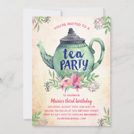 Invitación Vintage Floral Tea Fiesta Cumpleaños