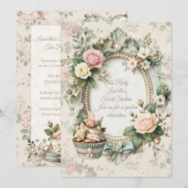 Invitación Vintage Floral Tea Party Sweet 16