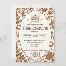 Invitación Vintage Floral Thanksgiving