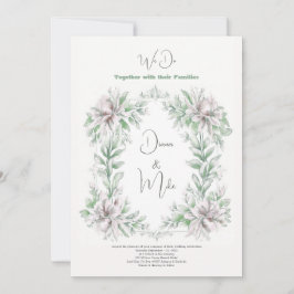 Invitación Vintage floral verde, con detalles,