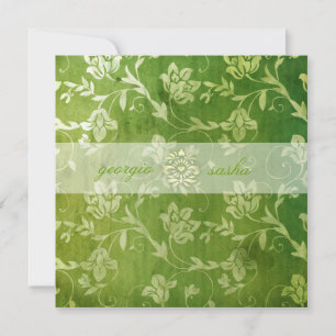 Invitación Vintage floral verde magnífico de la CROMATOGRAFÍA